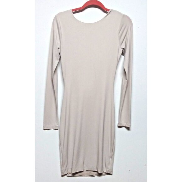 Victoria's Secret Y2K Dress Open Back Cowl Back Cream Sz S/P STRETCHY Long sleev - Picture 4 of 10